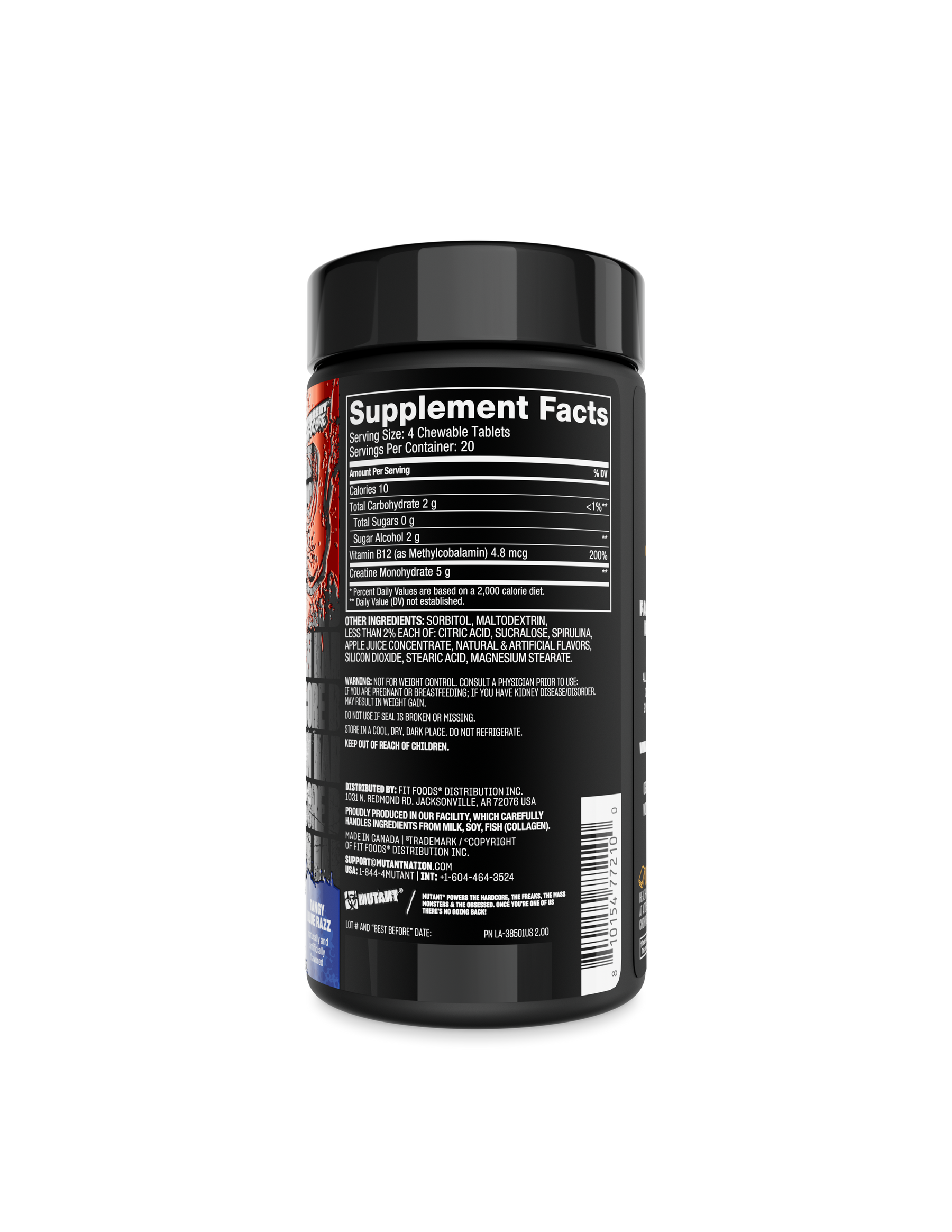 Mutant Creatine Bytz Chewables (kreatynowe cukierki do żucia), tang blue razz - 80 tabl. - obrazek 2