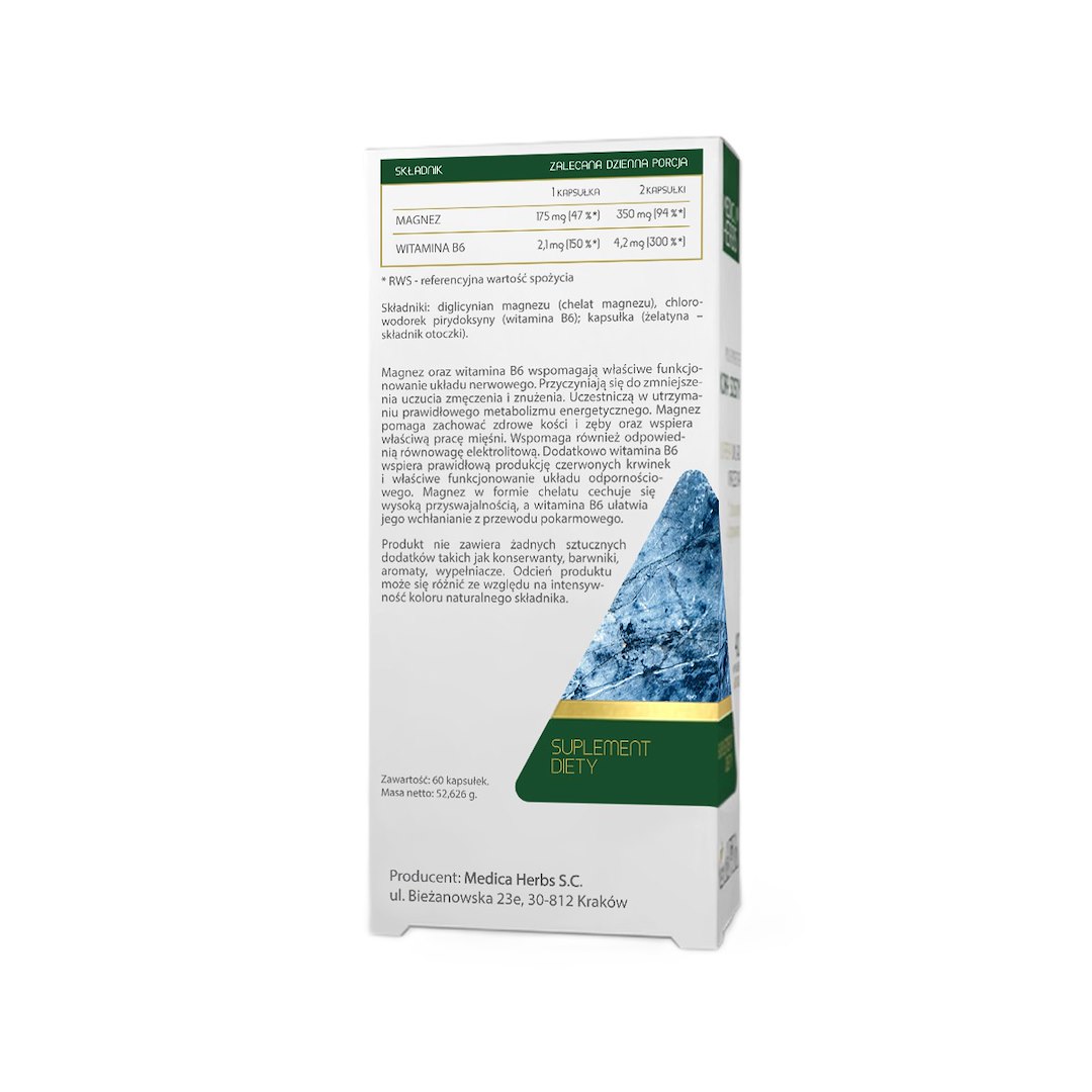 MEDICA HERBS Magnez Chelat + Wit. B6 60 kaps. - obrazek 2
