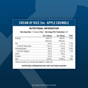 Applied Nutrition Cream of Rice (kleik ryżowy) bez smaku – 2000g