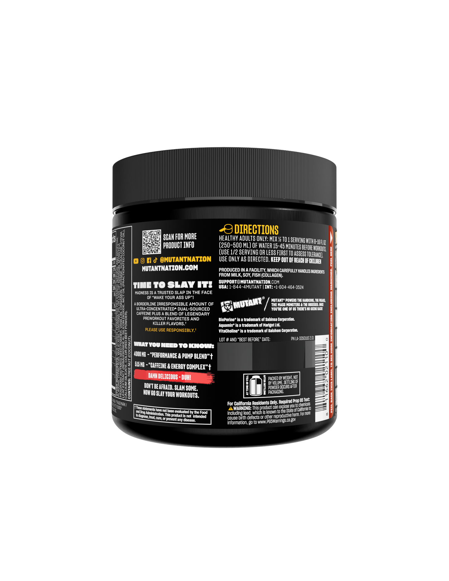 Mutant Madness ultra skoncentrowana przedtreningówka, fruit punch 270g - obrazek 3