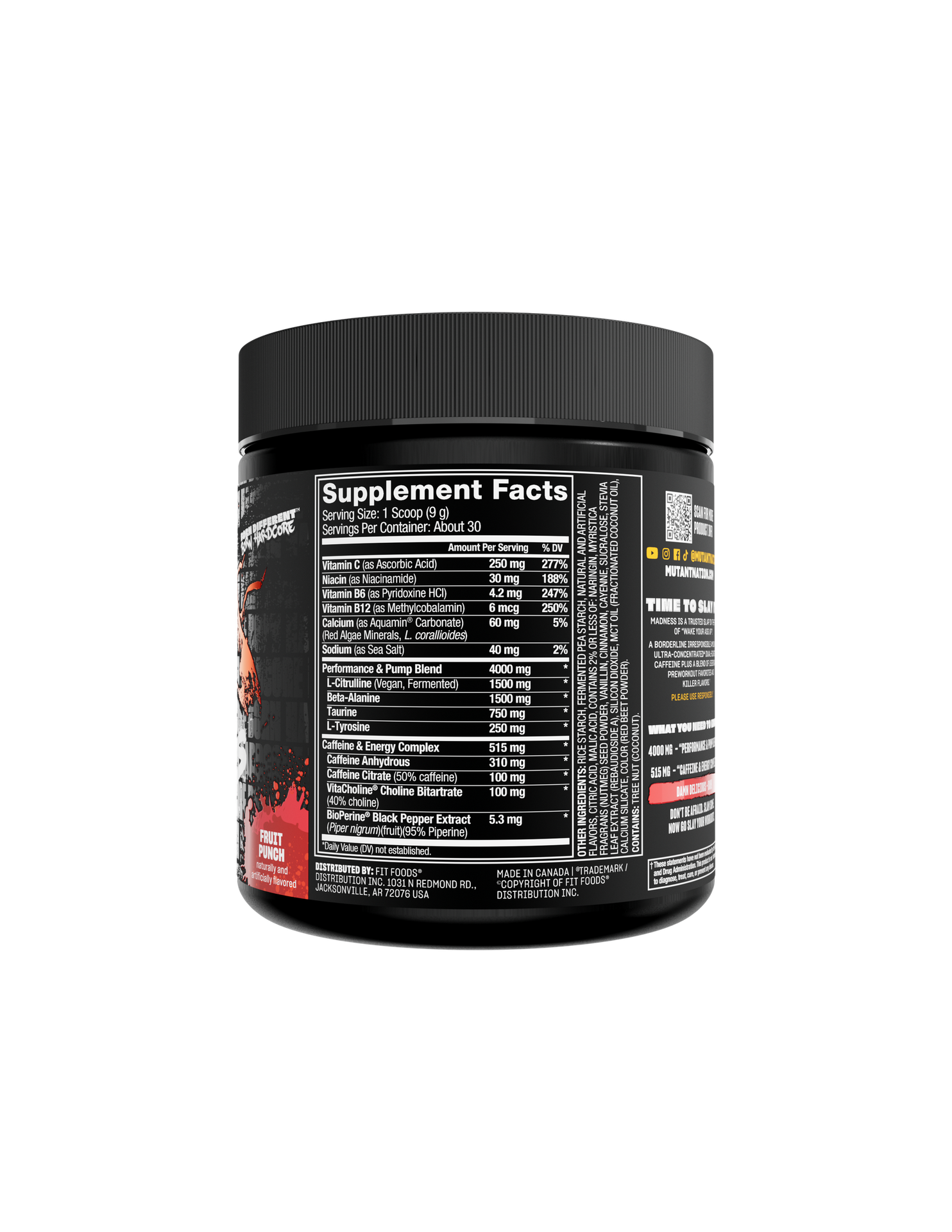 Mutant Madness ultra skoncentrowana przedtreningówka, fruit punch 270g - obrazek 2
